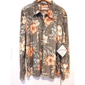 NWT Jamaica Bay Sueded Shirt Sage Green Tropical Hawaiian Women's Size XL